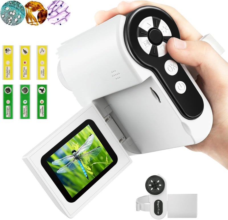 Dcorn Microscope for Kids, [3-in-1] 1000X Handheld Mini Scope with 2" LCD Screen, Portable Miniscope for Kids 8-12 Halloween Christmas Birthday Edu Gifts, 32GB TF Card Included - Image 1